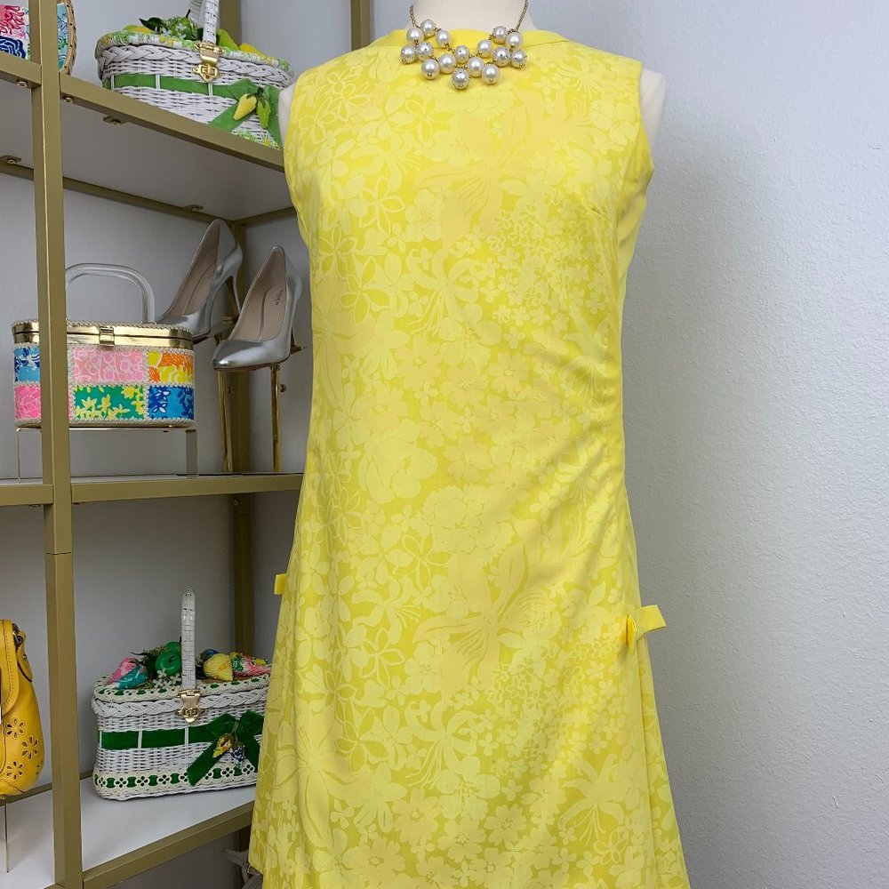 "The Lilly" Lilly Pulitzer 1960's Yellow Floral Shift Dress Vintage Size 10